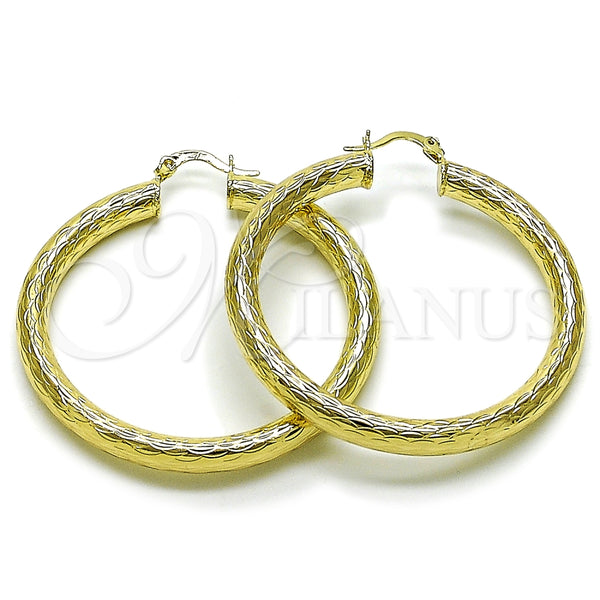 Argolla Mediana 02.213.0754.50 Oro Laminado, Diseño de Hueco, Diamantado, Tono Dorado