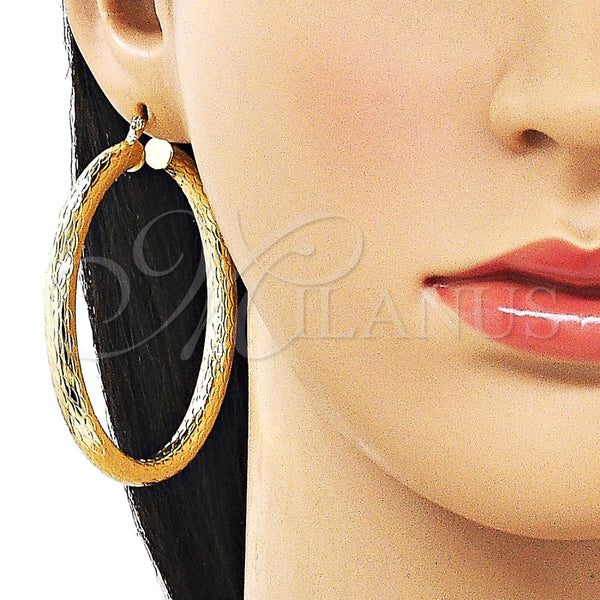 Argolla Mediana 02.213.0754.60 Oro Laminado, Diseño de Hueco, Diamantado, Tono Dorado