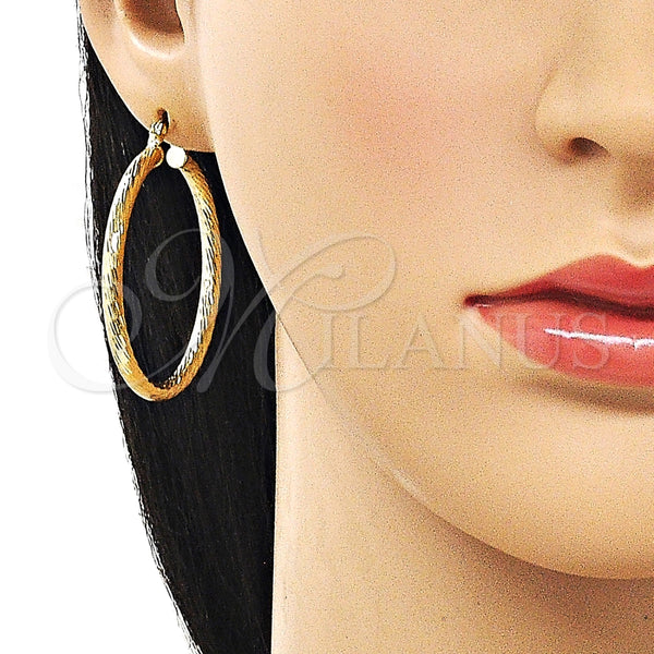 Argolla Mediana 02.213.0247.1.40 Oro Laminado, Diseño de Hueco, Diamantado, Tono Dorado