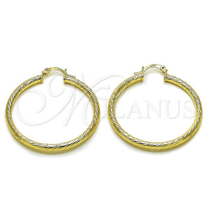 Argolla Mediana 02.213.0247.1.40 Oro Laminado, Diseño de Hueco, Diamantado, Tono Dorado