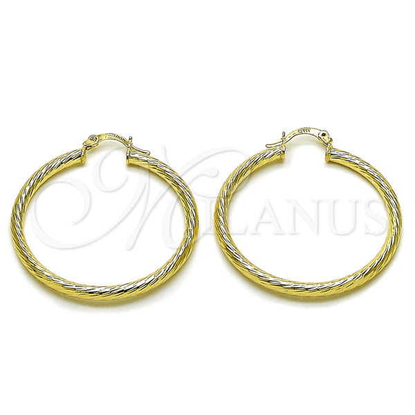 Argolla Mediana 02.213.0247.1.40 Oro Laminado, Diseño de Hueco, Diamantado, Tono Dorado