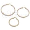Argolla Grande 02.213.0247.50 Oro Laminado, Diseño de Hueco, Diamantado, Tres Tonos