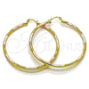 Argolla Grande 02.213.0153.1.60 Oro Laminado, Diseño de Hueco, Diamantado, Tres Tonos