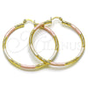 Argolla Grande 02.213.0259.50 Oro Laminado, Diseño de Hueco, Diamantado, Tres Tonos