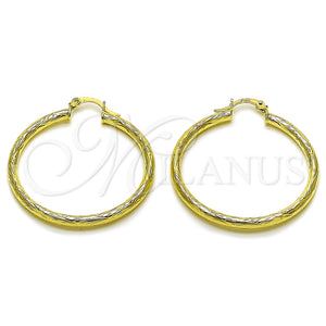 Argolla Mediana 02.213.0907.40 Oro Laminado, Diseño de Hueco, Diamantado, Tono Dorado