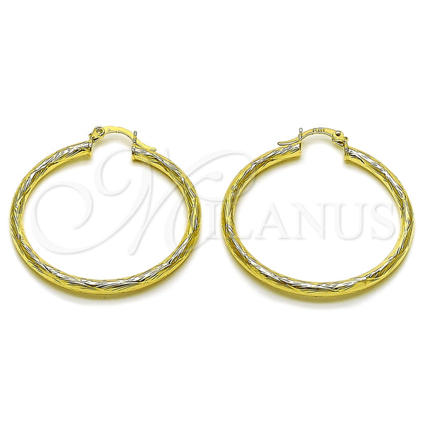 Argolla Mediana 02.213.0907.40 Oro Laminado, Diseño de Hueco, Diamantado, Tono Dorado