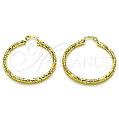 Argolla Mediana 02.213.0907.40 Oro Laminado, Diseño de Hueco, Diamantado, Tono Dorado