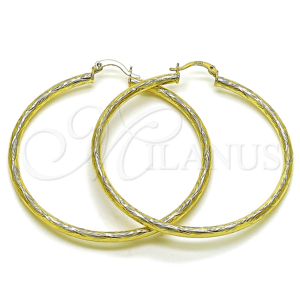 Argolla Mediana 02.213.0907.60 Oro Laminado, Diseño de Hueco, Diamantado, Tono Dorado