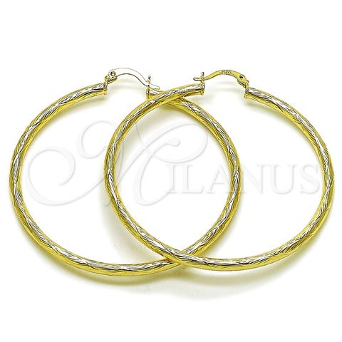 Argolla Mediana 02.213.0907.60 Oro Laminado, Diseño de Hueco, Diamantado, Tono Dorado