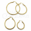 Argolla Mediana 02.213.0907.60 Oro Laminado, Diseño de Hueco, Diamantado, Tono Dorado