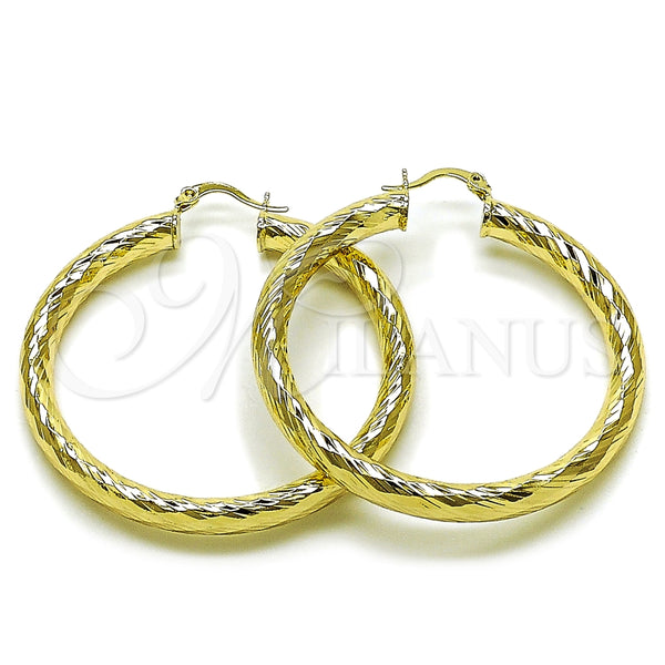Argolla Grande 02.213.0762.50 Oro Laminado, Diseño de Hueco, Diamantado, Tono Dorado