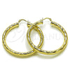Argolla Grande 02.213.0762.50 Oro Laminado, Diseño de Hueco, Diamantado, Tono Dorado