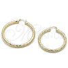 Argolla Grande 02.213.0762.50 Oro Laminado, Diseño de Hueco, Diamantado, Tono Dorado