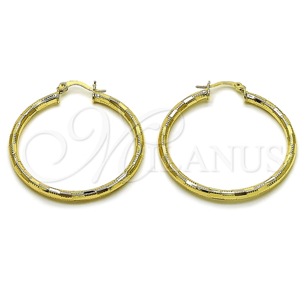 Argolla Mediana 02.213.0909.40 Oro Laminado, Diseño de Hueco, Diamantado, Tono Dorado