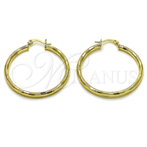 Argolla Mediana 02.213.0909.40 Oro Laminado, Diseño de Hueco, Diamantado, Tono Dorado