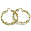 Argolla Grande 02.213.0910.50 Oro Laminado, Diseño de Torcido y Hueco, Pulido, Tono Dorado