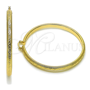 Argolla Extra Grande 02.170.0588.70 Oro Laminado, Diseño de Llave Griega y Hueco, Pulido, Tono Dorado