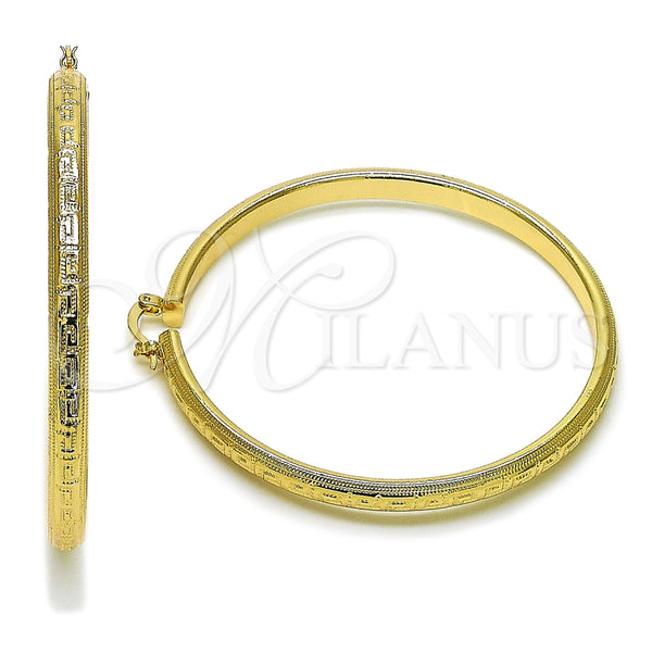 Argolla Extra Grande 02.170.0588.70 Oro Laminado, Diseño de Llave Griega y Hueco, Pulido, Tono Dorado