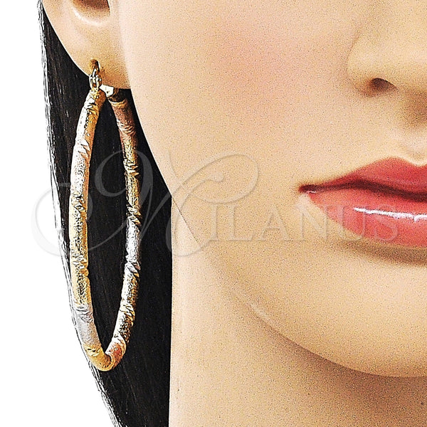 Argolla Extra Grande 02.170.0589.1.70 Oro Laminado, Diseño de Hueco, Mate, Tres Tonos