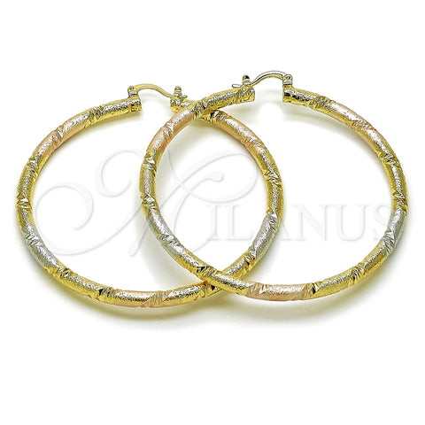 Argolla Extra Grande 02.170.0589.1.70 Oro Laminado, Diseño de Hueco, Mate, Tres Tonos