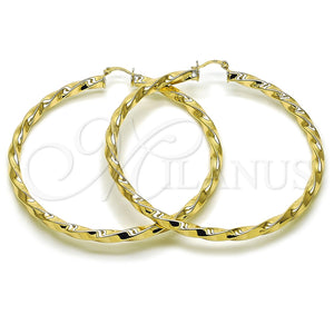 Argolla Extra Grande 02.170.0042.80 Oro Laminado, Diseño de Torcido y Hueco, Pulido, Tono Dorado