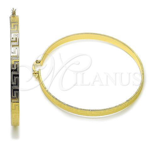 Argolla Extra Grande 02.170.0400.70 Oro Laminado, Diseño de Llave Griega, Diamantado, Tono Dorado