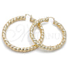 Argolla Extra Grande 02.170.0475.1.70 Oro Laminado, Diseño de Torcido y Hueco, Pulido, Tono Dorado