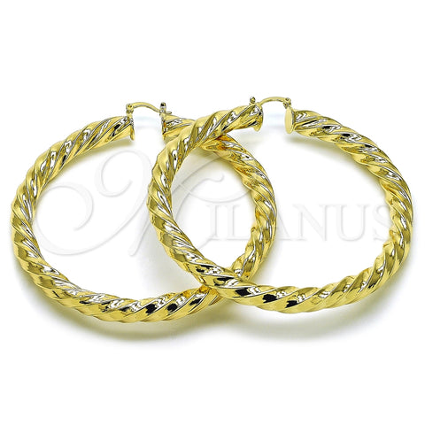 Argolla Extra Grande 02.170.0475.1.80 Oro Laminado, Diseño de Torcido y Hueco, Pulido, Tono Dorado