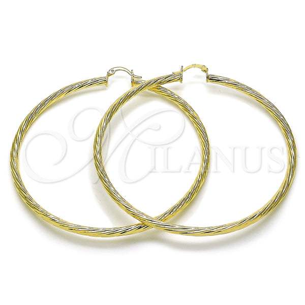 Argolla Extra Grande 02.170.0354.80 Oro Laminado, Diseño de Torcido y Hueco, Pulido, Tono Dorado