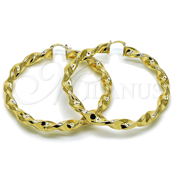 Argolla Extra Grande 02.170.0218.80 Oro Laminado, Diseño de Torcido y Hueco, Pulido, Tono Dorado