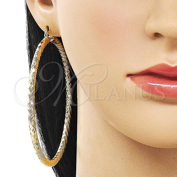 Argolla Extra Grande 02.170.0592.80 Oro Laminado, Diseño de Hueco, Diamantado, Tono Dorado