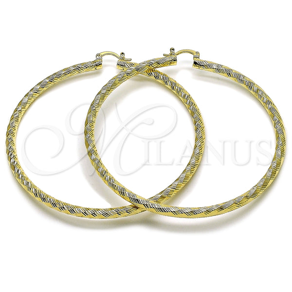 Argolla Extra Grande 02.170.0592.80 Oro Laminado, Diseño de Hueco, Diamantado, Tono Dorado