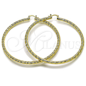 Argolla Extra Grande 02.170.0592.80 Oro Laminado, Diseño de Hueco, Diamantado, Tono Dorado