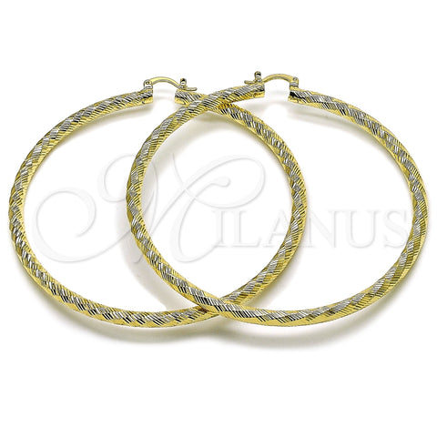 Argolla Extra Grande 02.170.0592.80 Oro Laminado, Diseño de Hueco, Diamantado, Tono Dorado