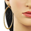 Argolla Extra Grande 02.170.0274.80 Oro Laminado, Diseño de Torcido y Hueco, Diamantado, Tono Dorado