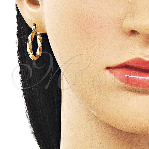 Argolla Pequeña 02.170.0594.20 Oro Laminado, Diseño de Torcido, Pulido, Tono Dorado