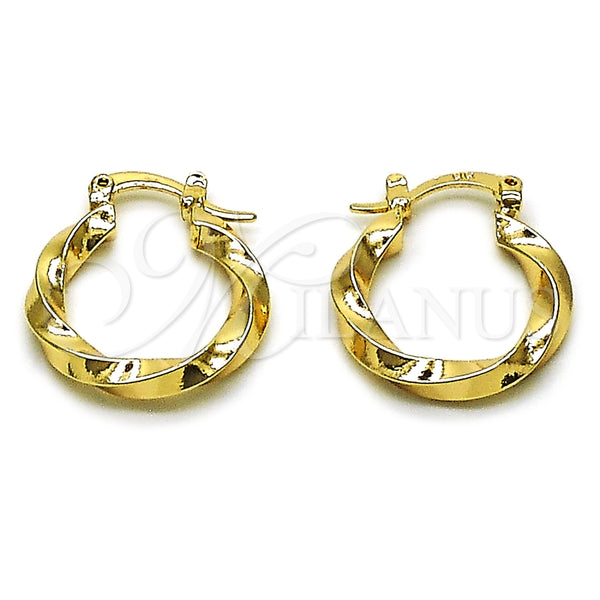 Argolla Pequeña 02.170.0594.20 Oro Laminado, Diseño de Torcido, Pulido, Tono Dorado