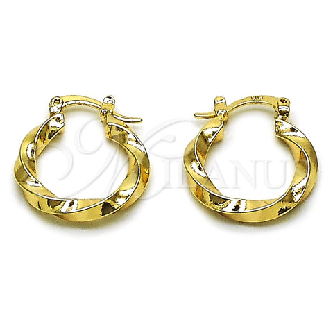 Argolla Pequeña 02.170.0594.20 Oro Laminado, Diseño de Torcido, Pulido, Tono Dorado