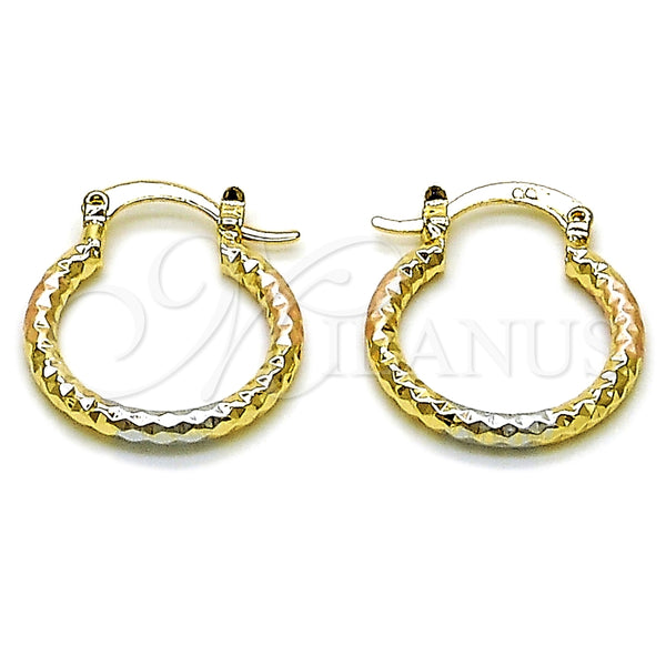 Argolla Pequeña 02.170.0544.1.20 Oro Laminado, Diamantado, Tres Tonos