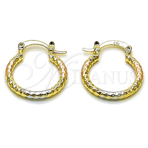 Argolla Pequeña 02.170.0544.1.20 Oro Laminado, Diamantado, Tres Tonos