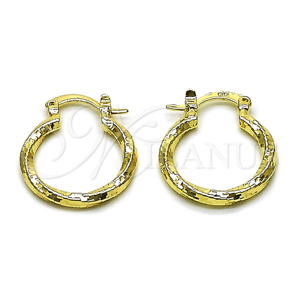 Argolla Pequeña 02.170.0543.20 Oro Laminado, Diseño de Torcido, Diamantado, Tono Dorado