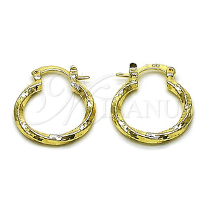 Argolla Pequeña 02.170.0543.20 Oro Laminado, Diseño de Torcido, Diamantado, Tono Dorado