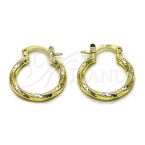 Argolla Pequeña 02.170.0543.20 Oro Laminado, Diseño de Torcido, Diamantado, Tono Dorado