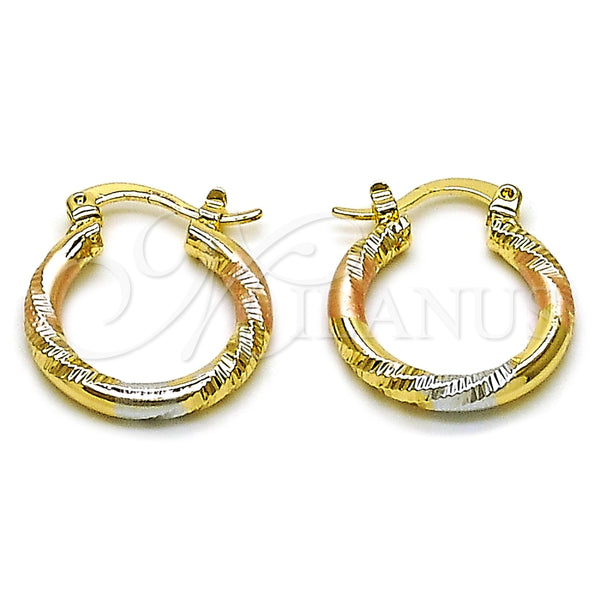 Argolla Pequeña 02.170.0598.1.20 Oro Laminado, Diamantado, Tres Tonos