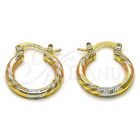Argolla Pequeña 02.170.0598.1.20 Oro Laminado, Diamantado, Tres Tonos