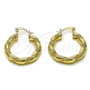 Argolla Mediana 02.170.0215.30 Oro Laminado, Diseño de Torcido y Hueco, Pulido, Tono Dorado