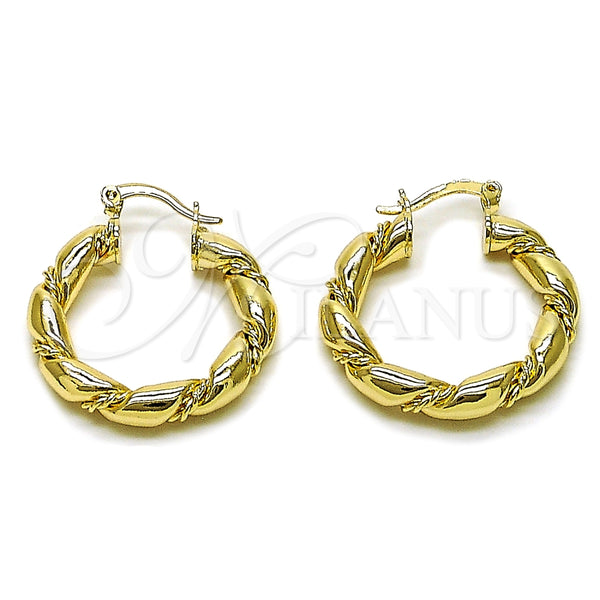 Argolla Mediana 02.170.0215.30 Oro Laminado, Diseño de Torcido y Hueco, Pulido, Tono Dorado
