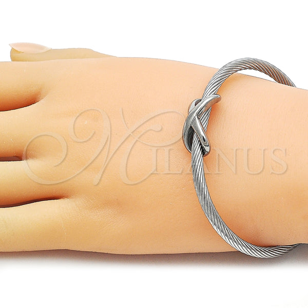 Aro Individual 07.138.0019 Acero Inoxidable, Diseño de Infinito, Pulido, Tono Plateado (04 MM Thickness, One size fits all)