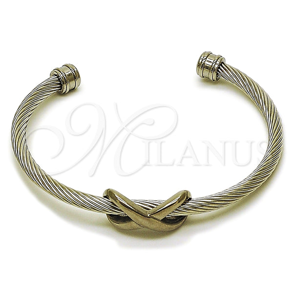 Aro Individual 07.138.0019 Acero Inoxidable, Diseño de Infinito, Pulido, Tono Plateado (04 MM Thickness, One size fits all)
