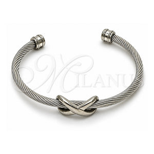 Aro Individual 07.138.0019 Acero Inoxidable, Diseño de Infinito, Pulido, Tono Plateado (Grosor 04 MM, Talla Unica)